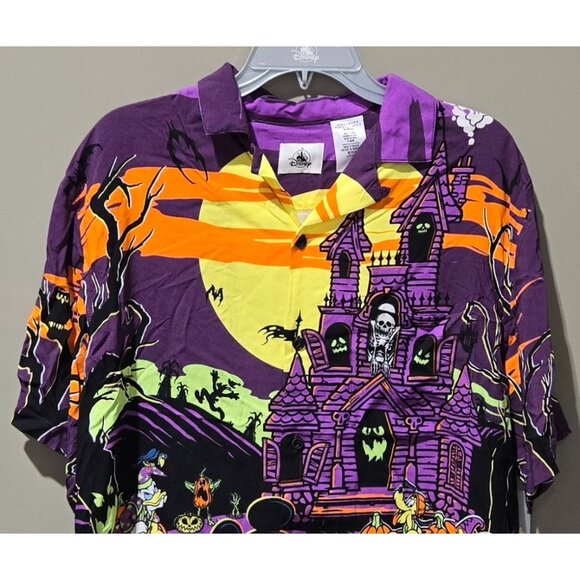Disney Mickey Mouse & Friends Halloween Print Button Front SS Shirt - Men Medium - Picture 3 of 11